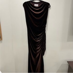 BHLDN Francesca High-Neck Stretch Velvet Maxi Dress